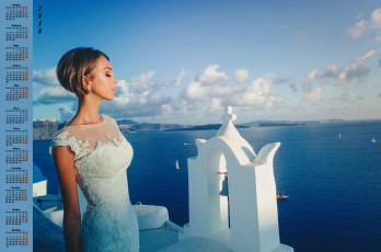 Картинка календари девушки облака водоем профиль 2018