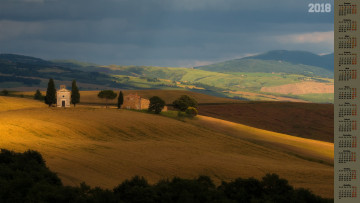 Картинка календари природа 2018 вершина растения деревья здание
