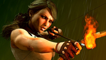 Картинка видео+игры tomb+raider+ other девушка фон взгляд лук стрела