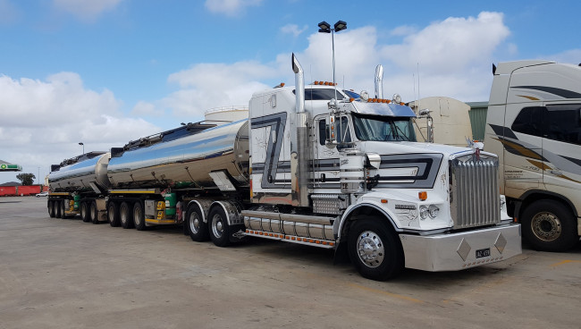 Обои картинки фото kenworth t659, автомобили, kenworth , выставка, улица, танкер