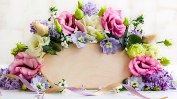 Картинка цветы разные+вместе сирень эустома