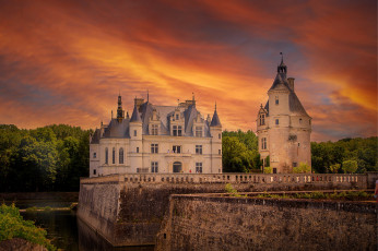 Картинка города замок+шенонсо+ франция chateau de chenonceau france