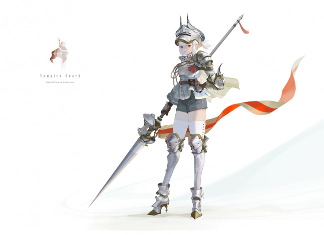 Обои картинки фото аниме, оружие,  техника,  технологии, девушка, копье