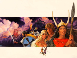 Картинка рисованное norm+eastman люди воины замок поединок