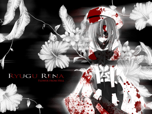 Обои картинки фото аниме, higurashi, no, naku, koro, ni, ryuuguu, rena