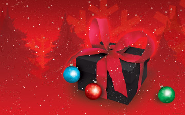 Картинка праздничные векторная графика новый год бант коробка шарики