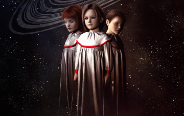 Картинка фэнтези девушки космос прическа платье звезды