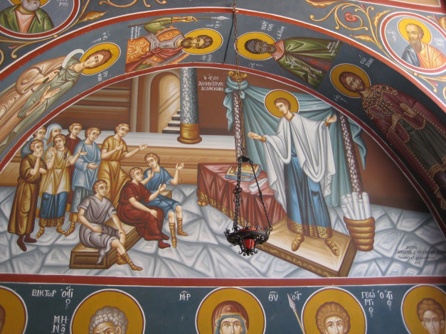 Обои картинки фото интерьер, убранство, роспись, храма, икона