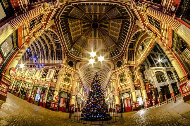 Обои картинки фото leadenhall, market, london, england, праздничные, Ёлки, лондон, англия, торговый, центр