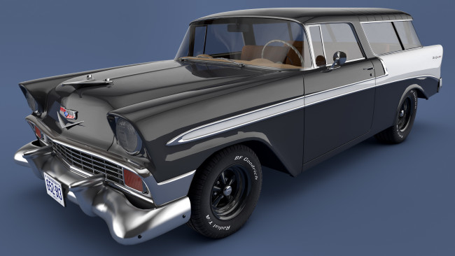Обои картинки фото автомобили, 3д, 1956, chevrolet, nomad