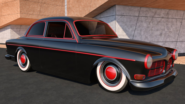 Обои картинки фото автомобили, 3д, amazon, volvo, 1961, coupe