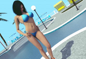 Картинка 3д+графика люди+ people купальник фон девушка взгляд