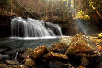 Картинка природа водопады лес река водопад