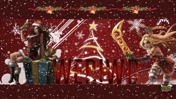 Картинка видео+игры league+of+legends снежинки оружие фон взгляд девушки miss+fortune katarina