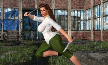 Картинка 3д+графика фантазия+ fantasy оружие фон взгляд девушка