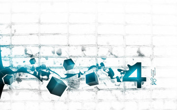 Картинка 3д+графика абстракция+ abstract брызги кладка кирпичи 4 кубики фигуры стена