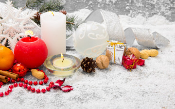 Картинка праздничные новогодние+свечи merry christmas new year decoration новый год рождество украшения снег