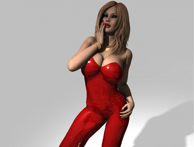 Обои картинки фото 3д графика, люди , people, взгляд, девушка, латекс, фон