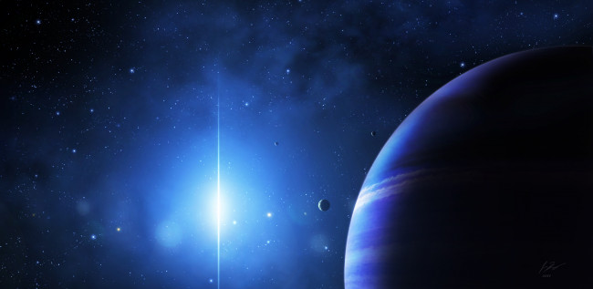 Обои картинки фото космос, арт, планеты, вселенная, звезды, свечение