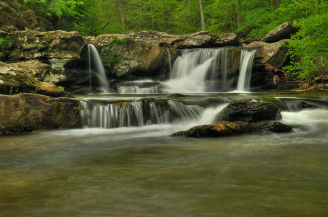 Обои картинки фото природа, водопады, лес, водопад, река