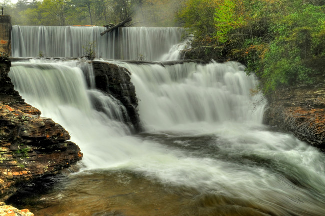 Обои картинки фото природа, водопады, лес, водопад, река