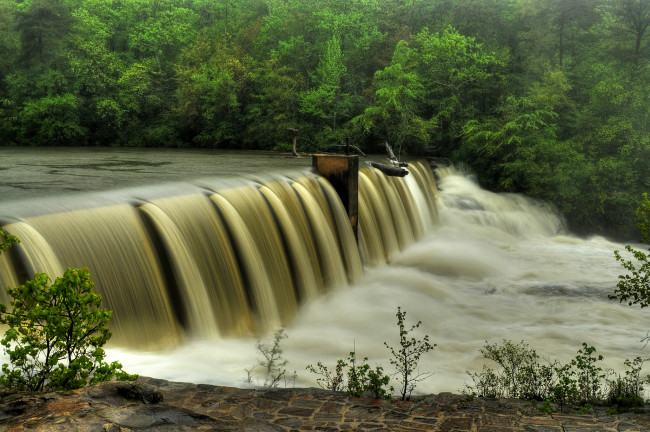 Обои картинки фото природа, водопады, лес, водопад, река