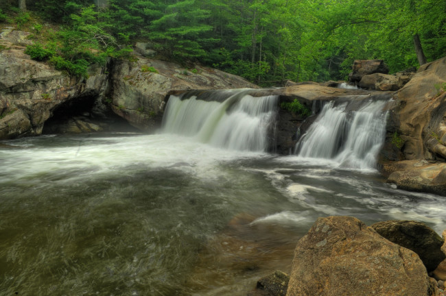 Обои картинки фото природа, водопады, река, лес, водопад