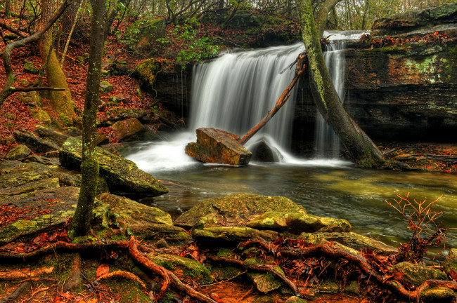 Обои картинки фото природа, водопады, река, лес, водопад