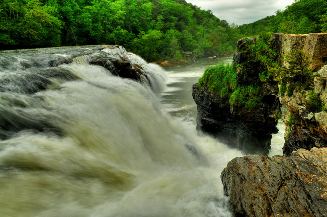 Обои картинки фото природа, водопады, река, лес, водопад