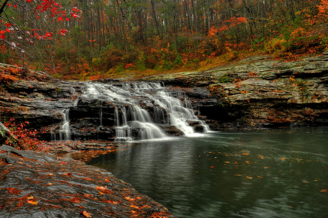 Обои картинки фото природа, водопады, водопад, лес, река