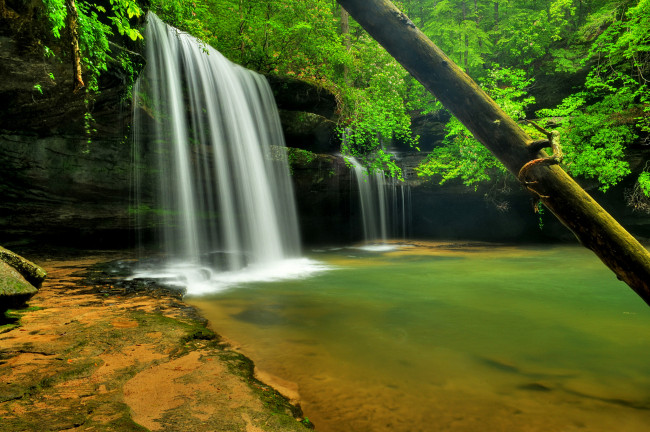 Обои картинки фото природа, водопады, водопад, река, лес