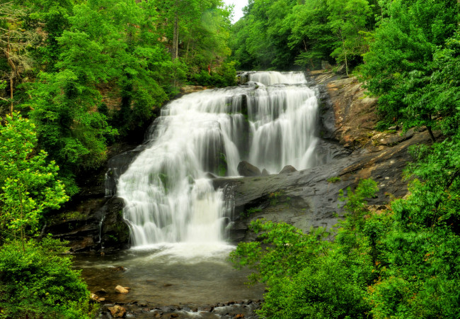 Обои картинки фото природа, водопады, водопад, река, лес