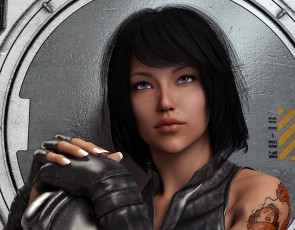 обоя 3д графика, портрет , portraits, девушка, взгляд, фон