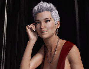 Картинка 3д+графика портрет+ portraits девушка взгляд фон улыбка