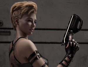 Картинка 3д+графика фантазия+ fantasy девушка взгляд фон оружие