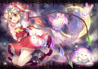 Картинка аниме touhou девочка кролики арт riichu flandre scarlet