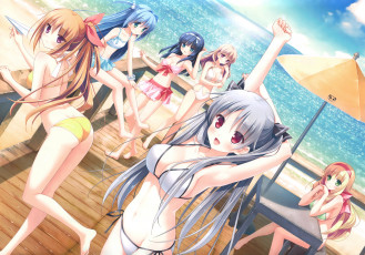 Картинка kurano-kunchi+no+futago+jijou аниме unknown +другое море kurano-kunchi no futago jijou арт лето девушки