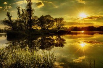 Картинка природа восходы закаты лес река