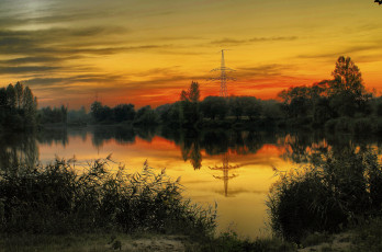 Картинка природа восходы закаты река лес