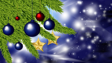 Картинка праздничные векторная+графика+ новый+год игрушки ветки