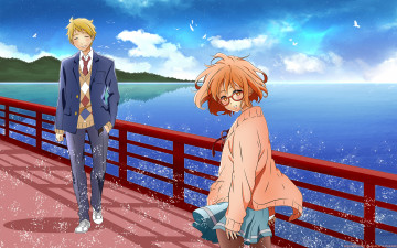 Картинка аниме kyoukai+no+kanata девушка парень арт kyoukai no kanata kuriyama mirai kanbara akihito kuzakawe maron