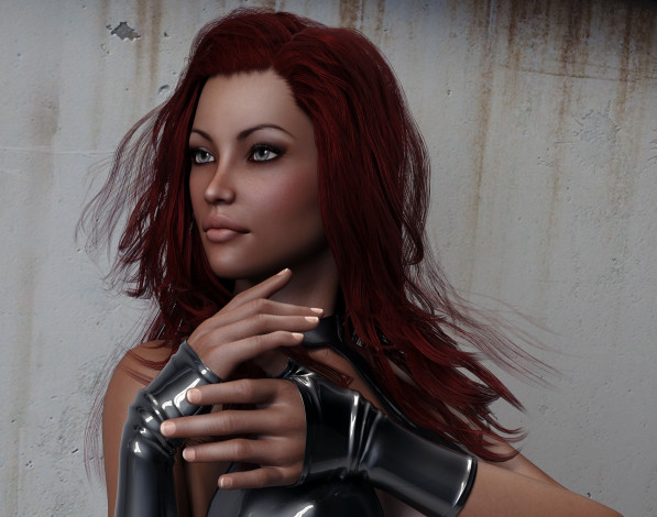 Обои картинки фото 3д графика, люди , people, девушка, взгляд, фон