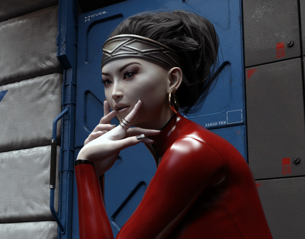 Обои картинки фото 3д графика, портрет , portraits, девушка, взгляд, фон