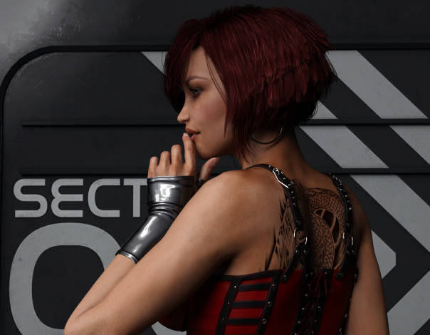 Обои картинки фото 3д графика, люди , people, девушка, взгляд, фон