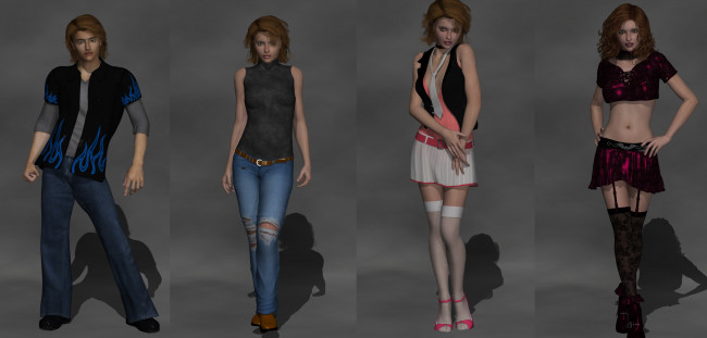 Обои картинки фото 3д графика, люди , people, фон, взгляд, девушки