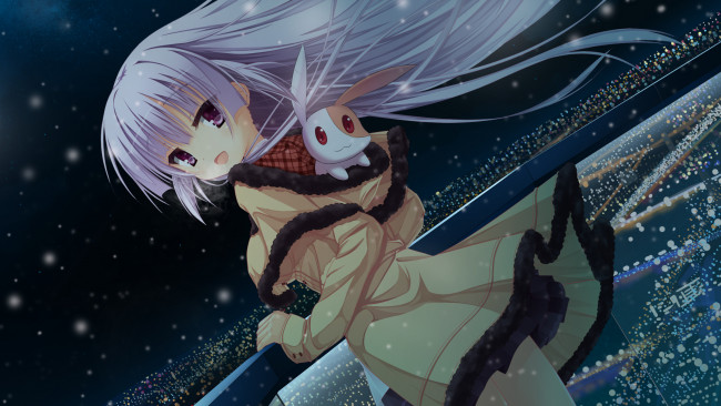 Обои картинки фото аниме, животные,  существа, арт, tamaki, sakura, tanishi, 0403, зверёк, девочка, hatsuyuki