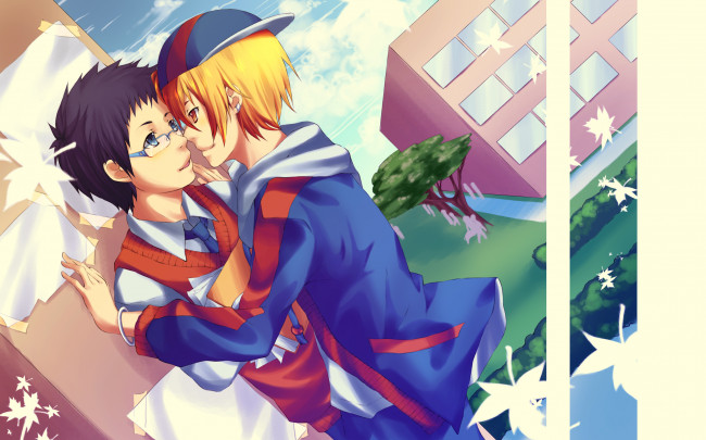 Обои картинки фото аниме, durarara, микадо, кида, парни, арт