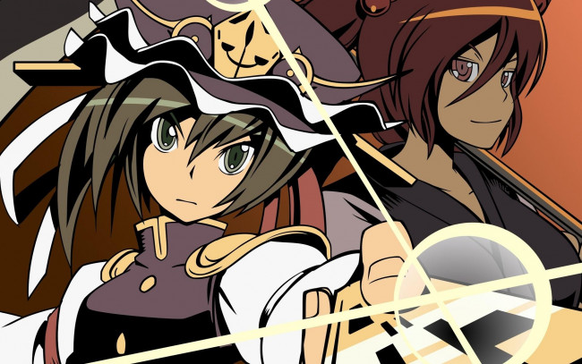 Обои картинки фото аниме, touhou, серьезность, девочки, кепка, костюмы