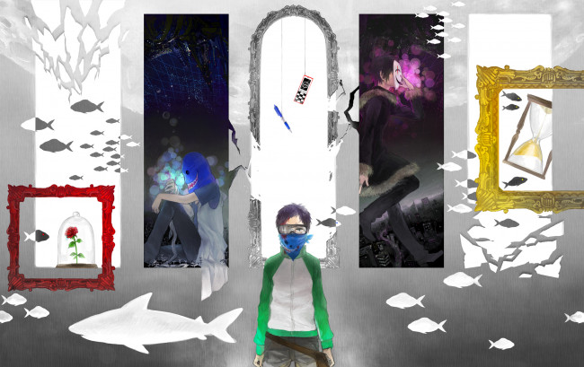 Обои картинки фото аниме, durarara, кида, изая, арт, парни, микадо