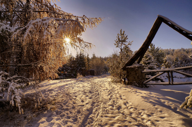 Обои картинки фото природа, зима, дорога, снег